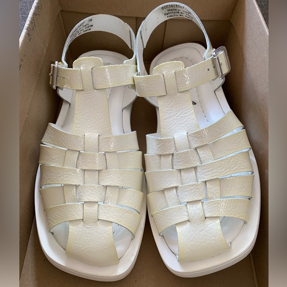 Free People Finn Fisherman Platform Italian Leather Sandals in White/Cream 38 - Picture 10 of 13